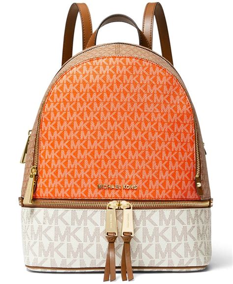 michael michael kors signature rhea zip small leather backpack|Michael Kors Signature Rhea Zip Extra Small Messenger .